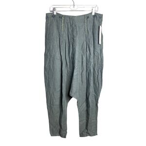 LURDES BERGADA Harem Trousers Pant Size S Cropped Drop Crotch Linen Blend NWT